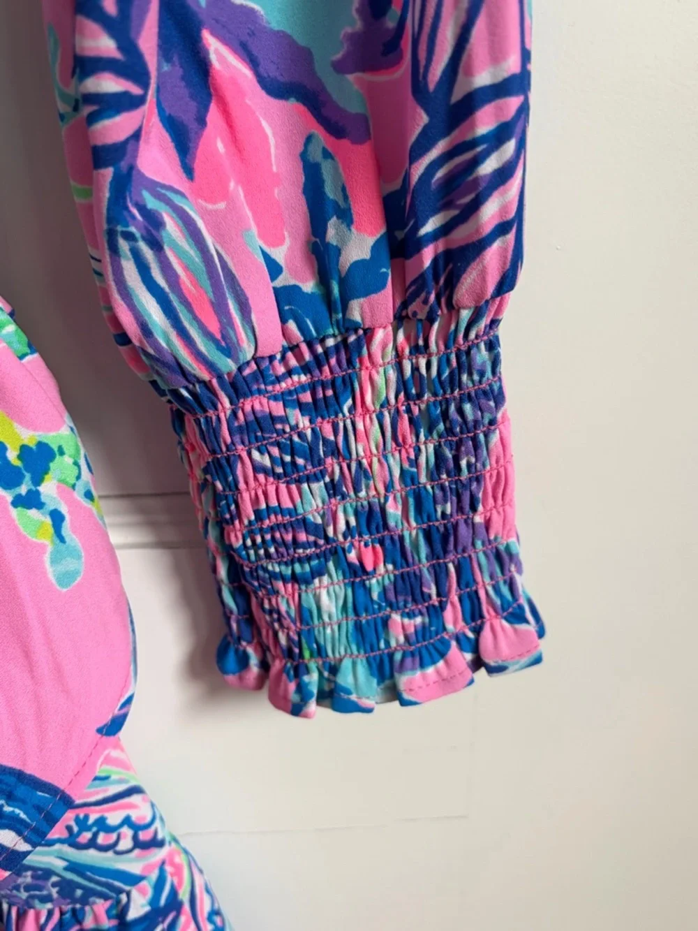 Lilly Pulitzer Pink & Blue Abstract Floral Top - Picture 6 of 7
